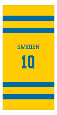 Thumbnail for Personalized Jersey Number 1-on-1 Stripes Sports Beach Towel - Sweden - Vertical Design - Front View
