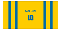 Thumbnail for Personalized Jersey Number 1-on-1 Stripes Sports Beach Towel - Sweden - Horizontal Design - Front View