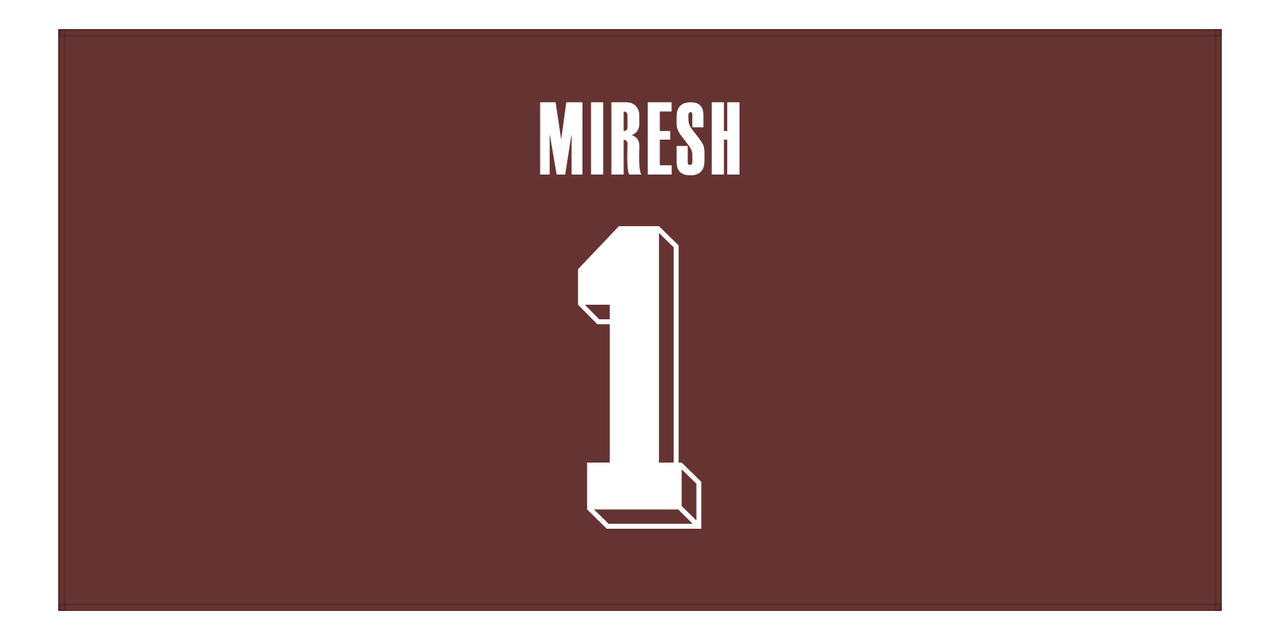 Personalized Jersey Number Beach Towel - Brown - Front View