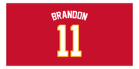 Thumbnail for Personalized Jersey Number Beach Towel - Atlanta Red - Front View