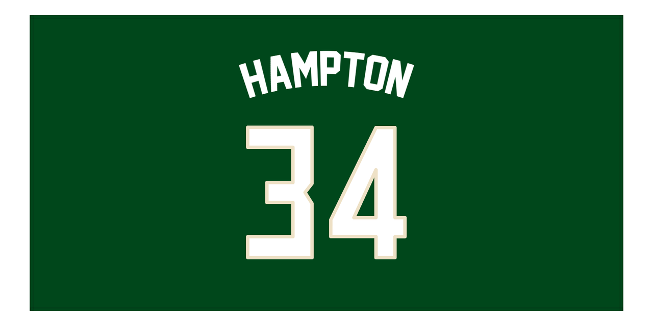 Personalized Jersey Number Beach Towel - Milwaukee Green - Front View