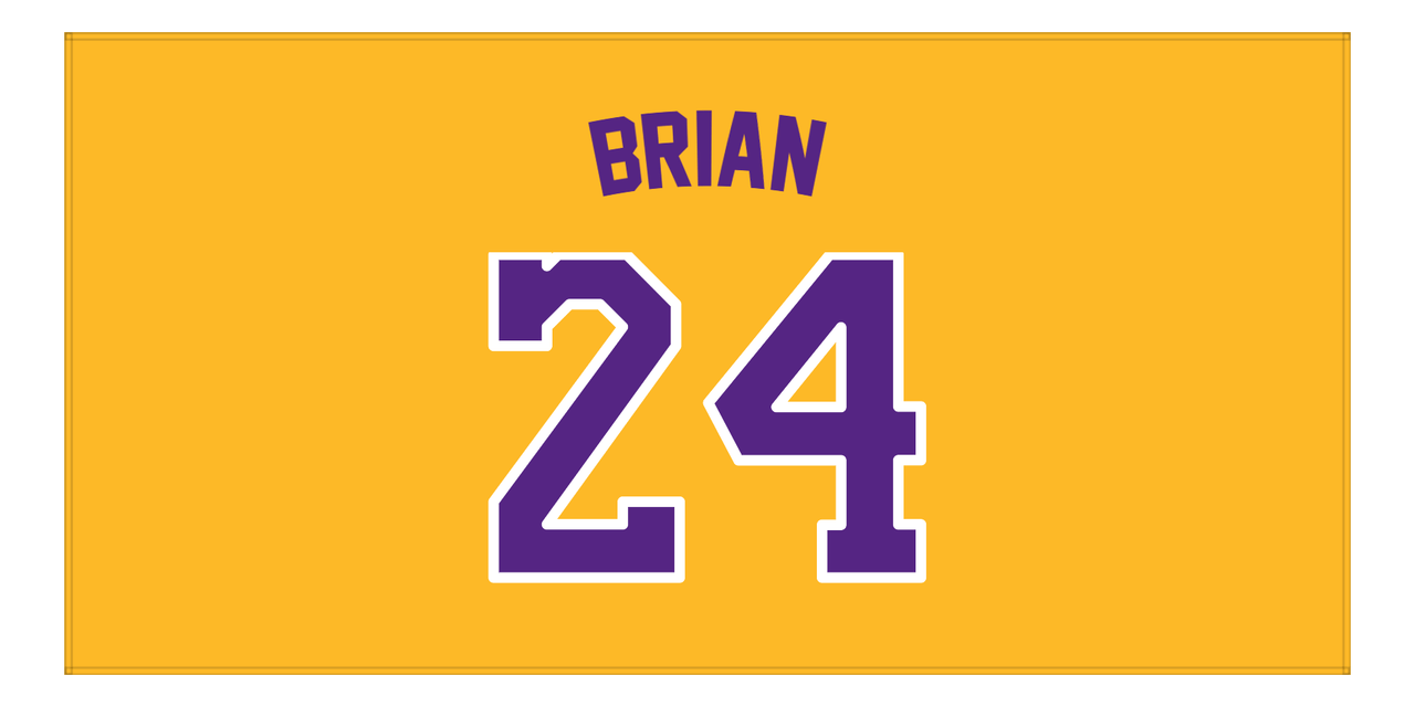 Personalized Jersey Number Beach Towel - Los Angeles Gold - Front View