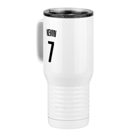 Thumbnail for Personalized Jersey Number Travel Coffee Mug Tumbler with Handle (20 oz) - Front Left View