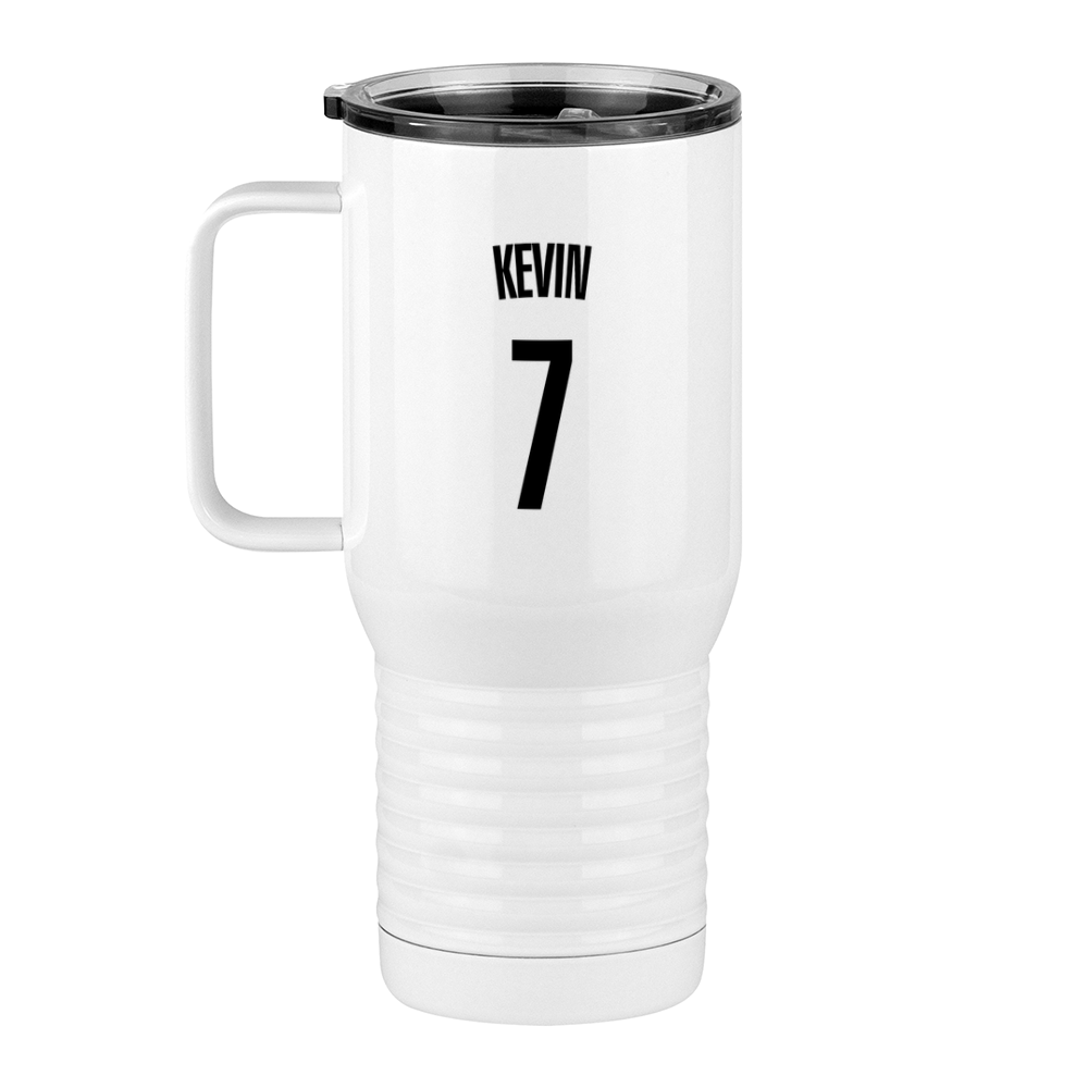 Personalized Jersey Number Travel Coffee Mug Tumbler with Handle (20 oz) - Left View