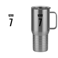Thumbnail for Personalized Jersey Number Travel Coffee Mug Tumbler with Handle (20 oz) - Design View