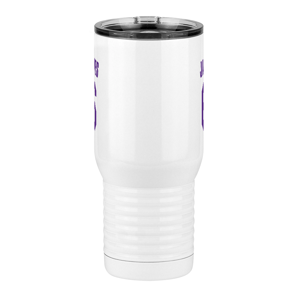 Personalized Jersey Number Travel Coffee Mug Tumbler with Handle (20 oz) - Front View