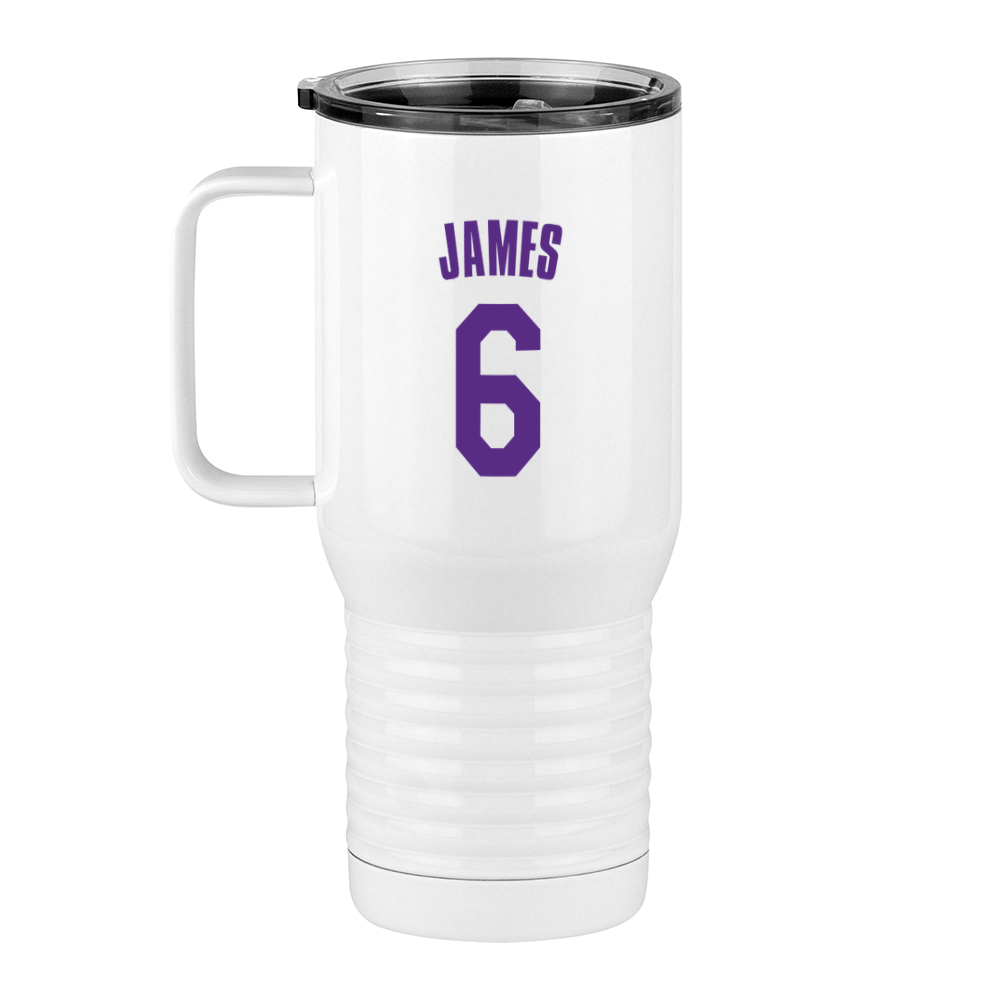 Personalized Jersey Number Travel Coffee Mug Tumbler with Handle (20 oz) - Left View
