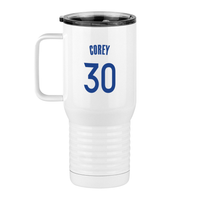 Thumbnail for Personalized Jersey Number Travel Coffee Mug Tumbler with Handle (20 oz) - Left View