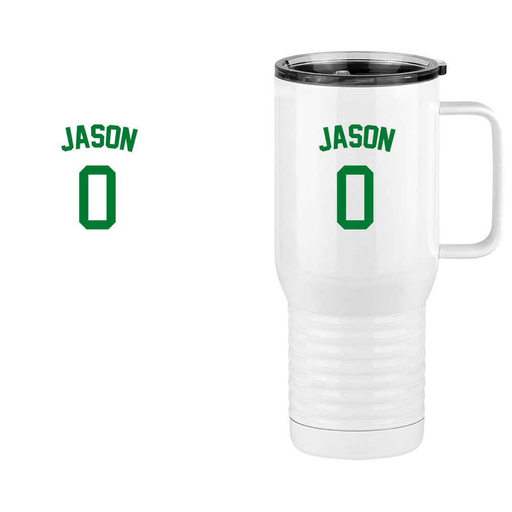 Personalized Jersey Number Travel Coffee Mug Tumbler with Handle (20 oz) - Design View