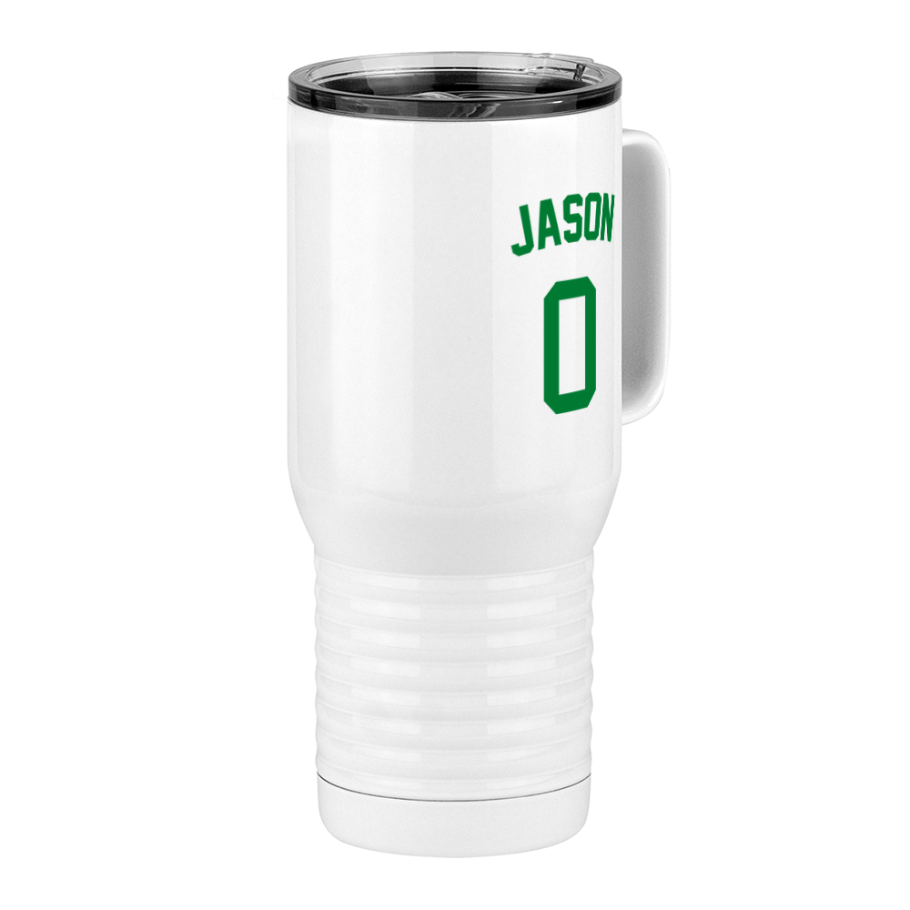Personalized Jersey Number Travel Coffee Mug Tumbler with Handle (20 oz) - Front Right View