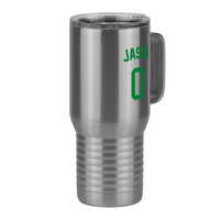 Thumbnail for Personalized Jersey Number Travel Coffee Mug Tumbler with Handle (20 oz) - Front Right View
