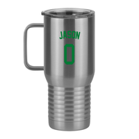 Thumbnail for Personalized Jersey Number Travel Coffee Mug Tumbler with Handle (20 oz) - Left View