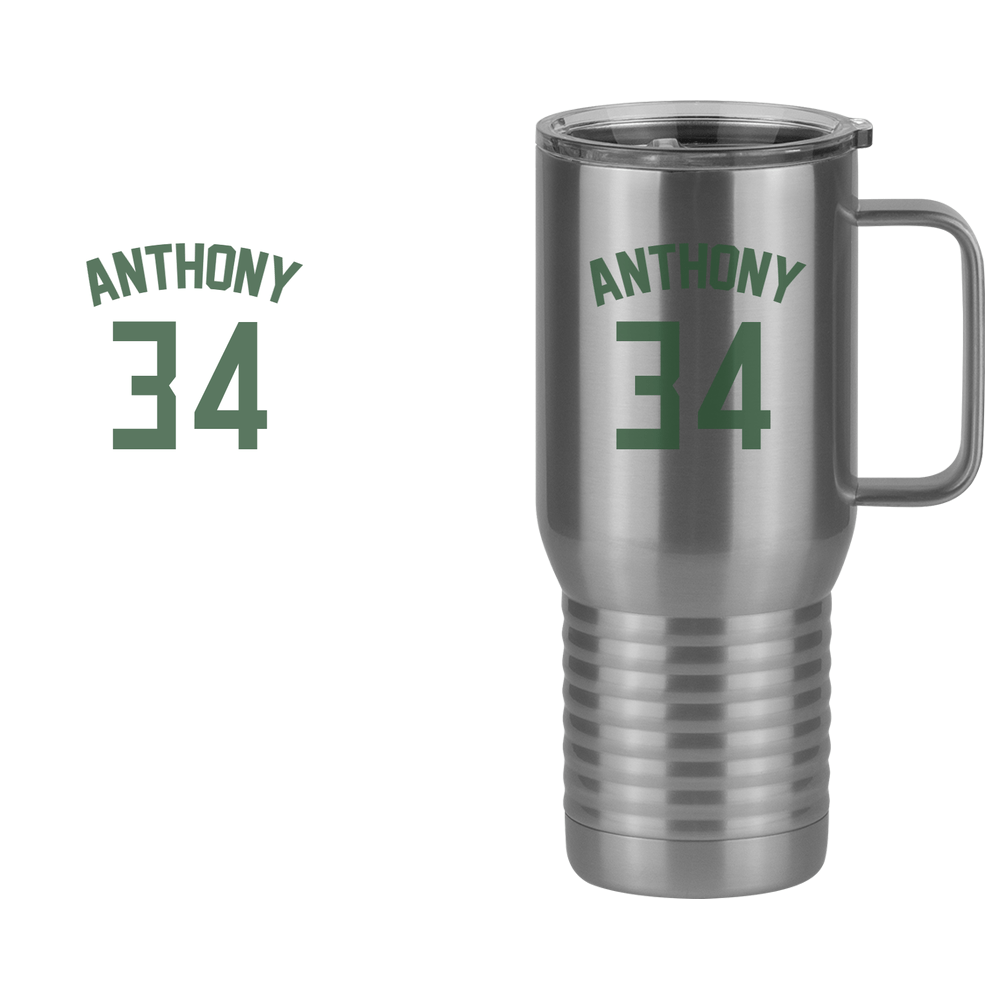 Personalized Jersey Number Travel Coffee Mug Tumbler with Handle (20 oz) - Design View