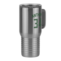 Thumbnail for Personalized Jersey Number Travel Coffee Mug Tumbler with Handle (20 oz) - Front Right View