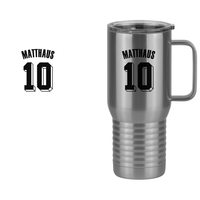 Thumbnail for Personalized Jersey Number Travel Coffee Mug Tumbler with Handle (20 oz) - Design View