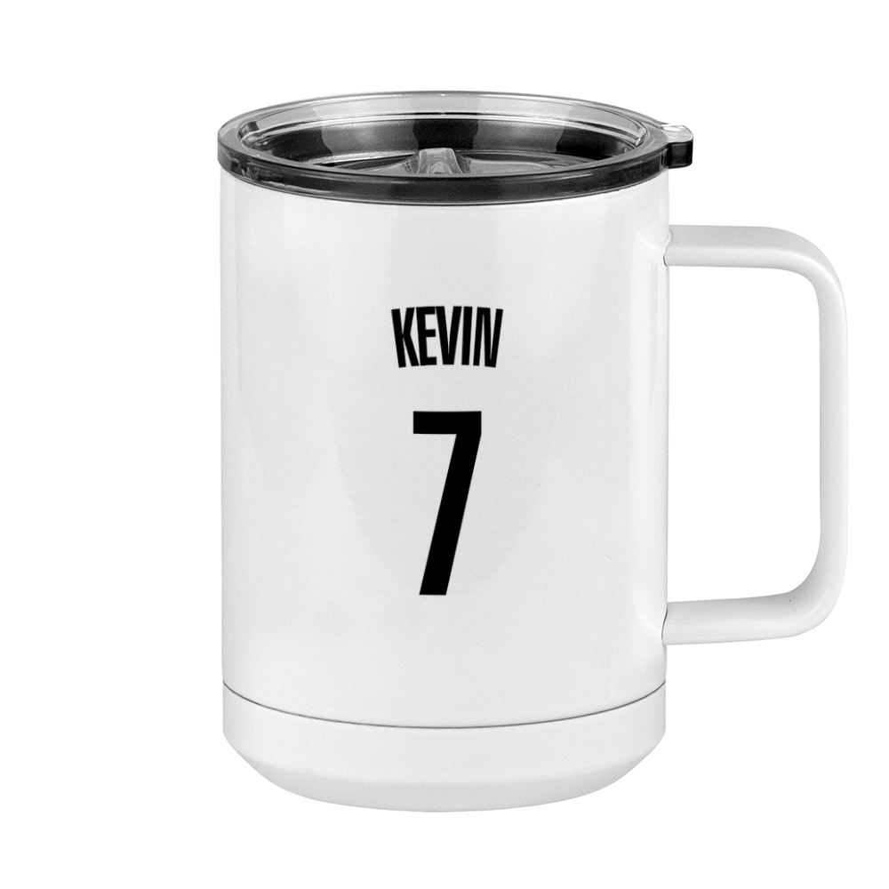 Personalized Jersey Number Coffee Mug Tumbler with Handle (15 oz) - Right View