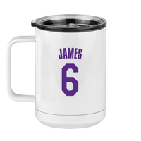Thumbnail for Personalized Jersey Number Coffee Mug Tumbler with Handle (15 oz) - Left View