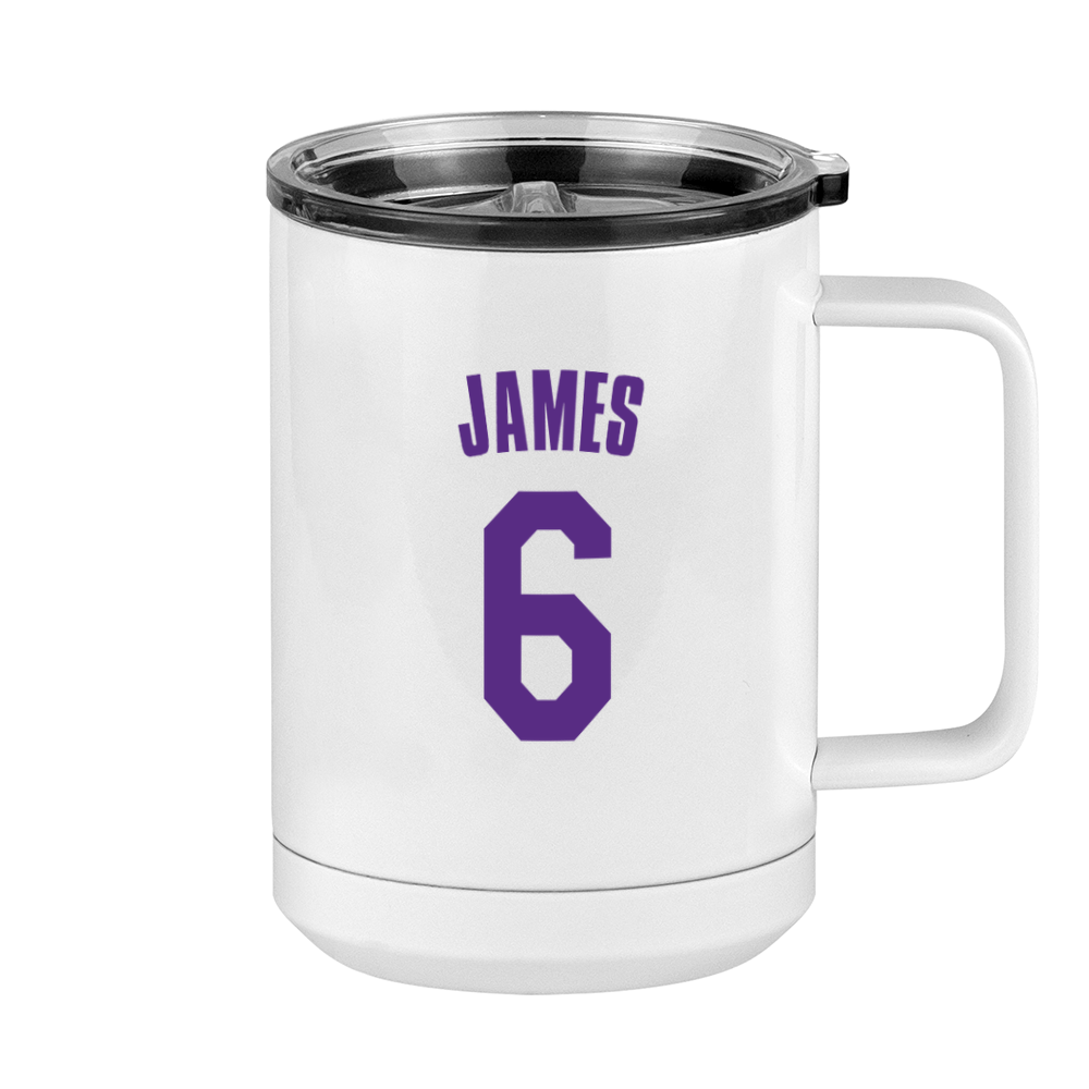 Personalized Jersey Number Coffee Mug Tumbler with Handle (15 oz) - Right View