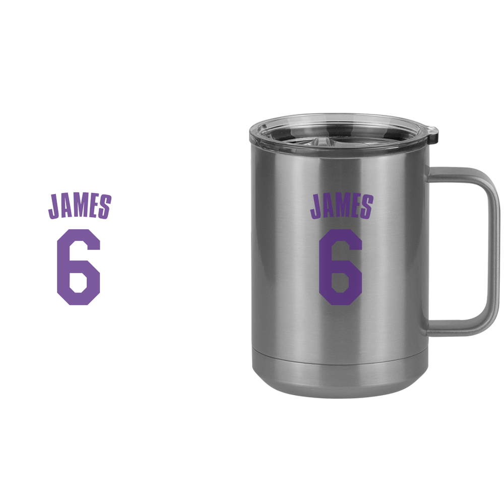 Personalized Jersey Number Coffee Mug Tumbler with Handle (15 oz) - Design View