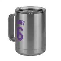 Thumbnail for Personalized Jersey Number Coffee Mug Tumbler with Handle (15 oz) - Front Left View