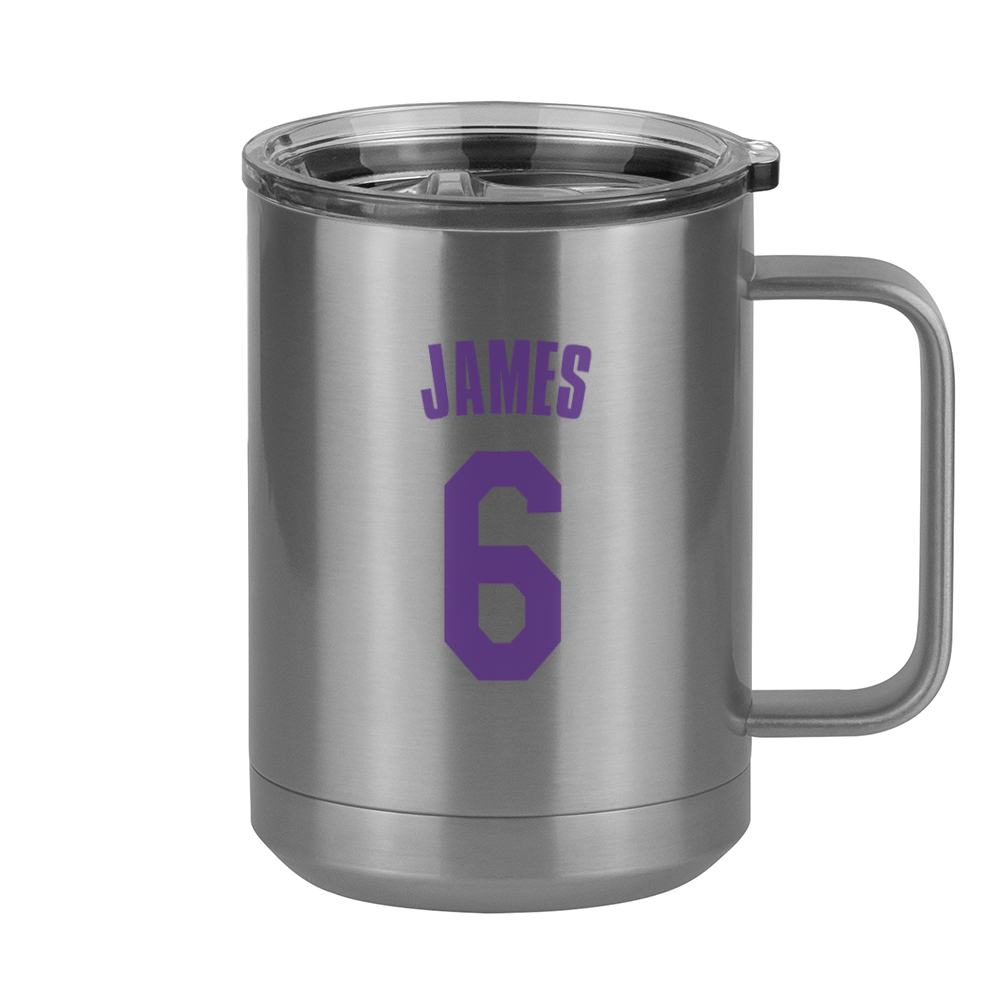 Personalized Jersey Number Coffee Mug Tumbler with Handle (15 oz) - Right View
