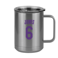 Thumbnail for Personalized Jersey Number Coffee Mug Tumbler with Handle (15 oz) - Right View