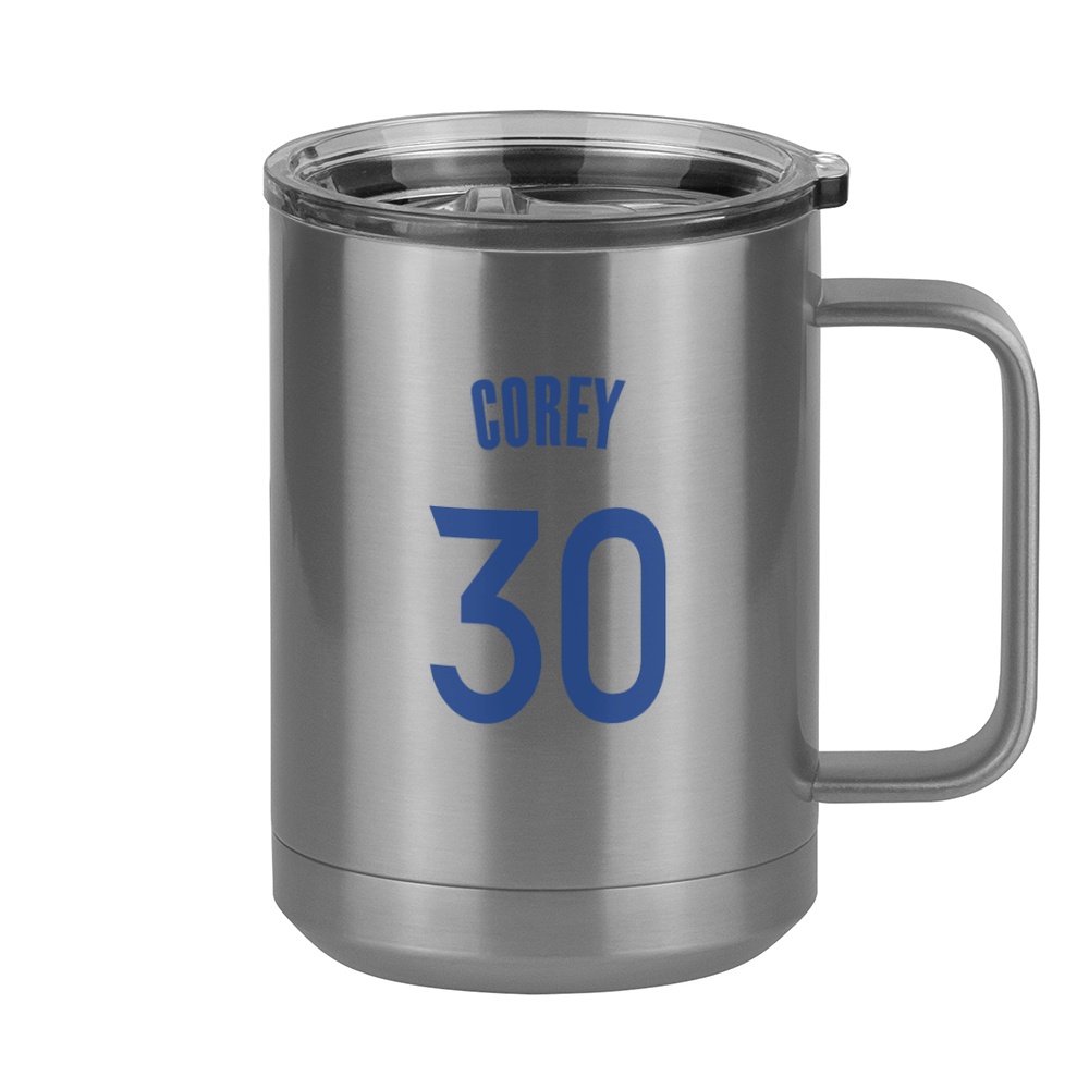Personalized Jersey Number Coffee Mug Tumbler with Handle (15 oz) - Right View