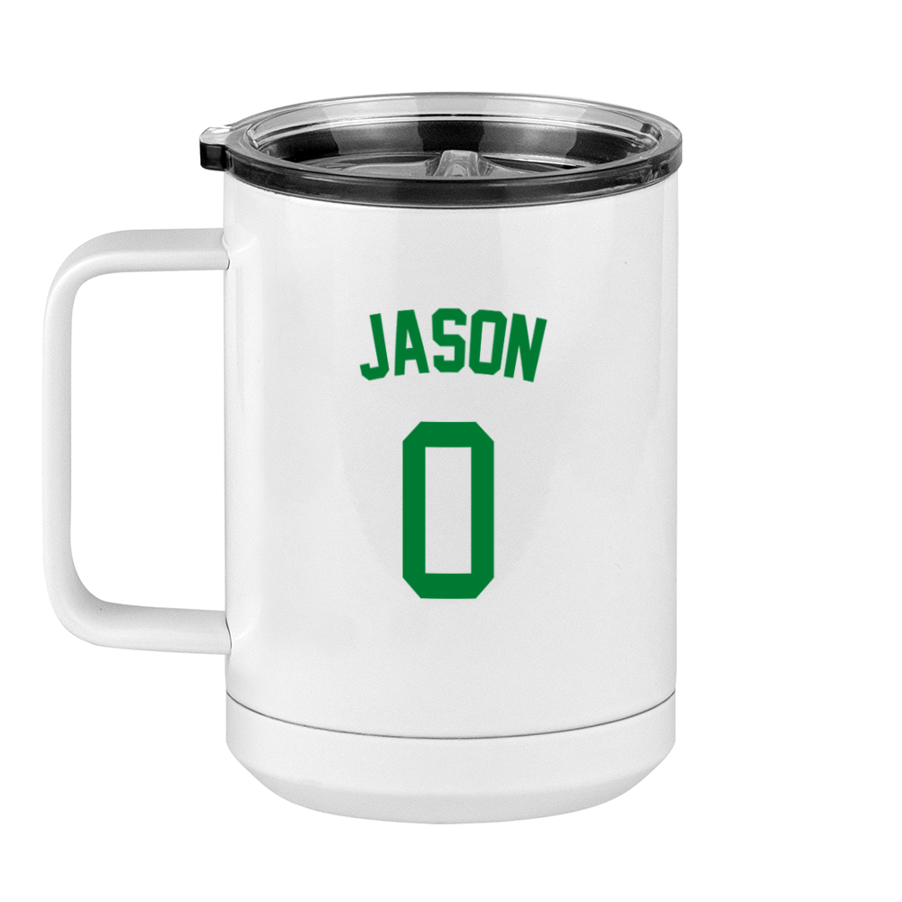 Personalized Jersey Number Coffee Mug Tumbler with Handle (15 oz) - Left View