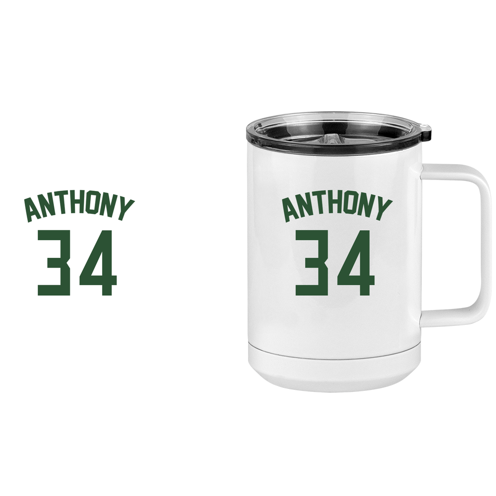 Personalized Jersey Number Coffee Mug Tumbler with Handle (15 oz) - Design View