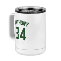 Thumbnail for Personalized Jersey Number Coffee Mug Tumbler with Handle (15 oz) - Front Left View