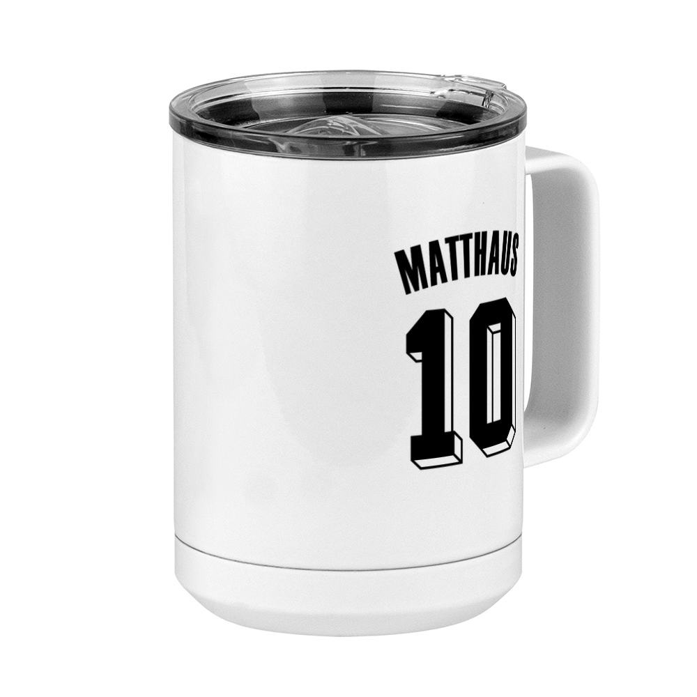 Personalized Jersey Number Coffee Mug Tumbler with Handle (15 oz) - Germany - Front Right View