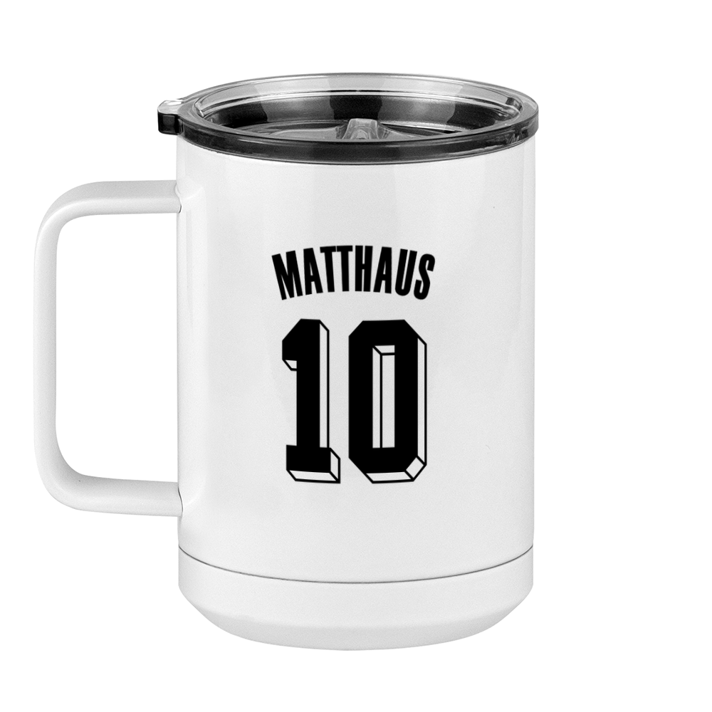 Personalized Jersey Number Coffee Mug Tumbler with Handle (15 oz) - Germany - Left View