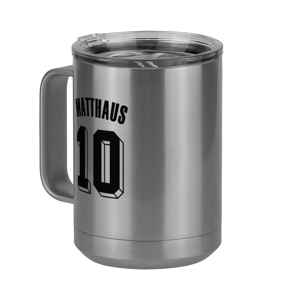 Personalized Jersey Number Coffee Mug Tumbler with Handle (15 oz) - Germany - Front Left View