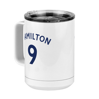 Thumbnail for Personalized Jersey Number Coffee Mug Tumbler with Handle (15 oz) - English Soccer - Front Left View