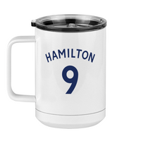 Thumbnail for Personalized Jersey Number Coffee Mug Tumbler with Handle (15 oz) - English Soccer - Left View