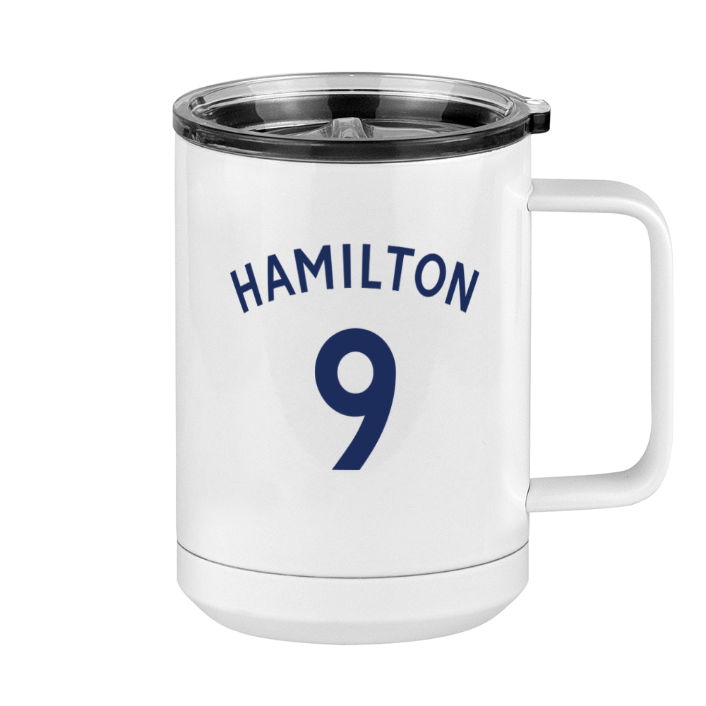 Personalized Jersey Number Coffee Mug Tumbler with Handle (15 oz) - English Soccer - Right View