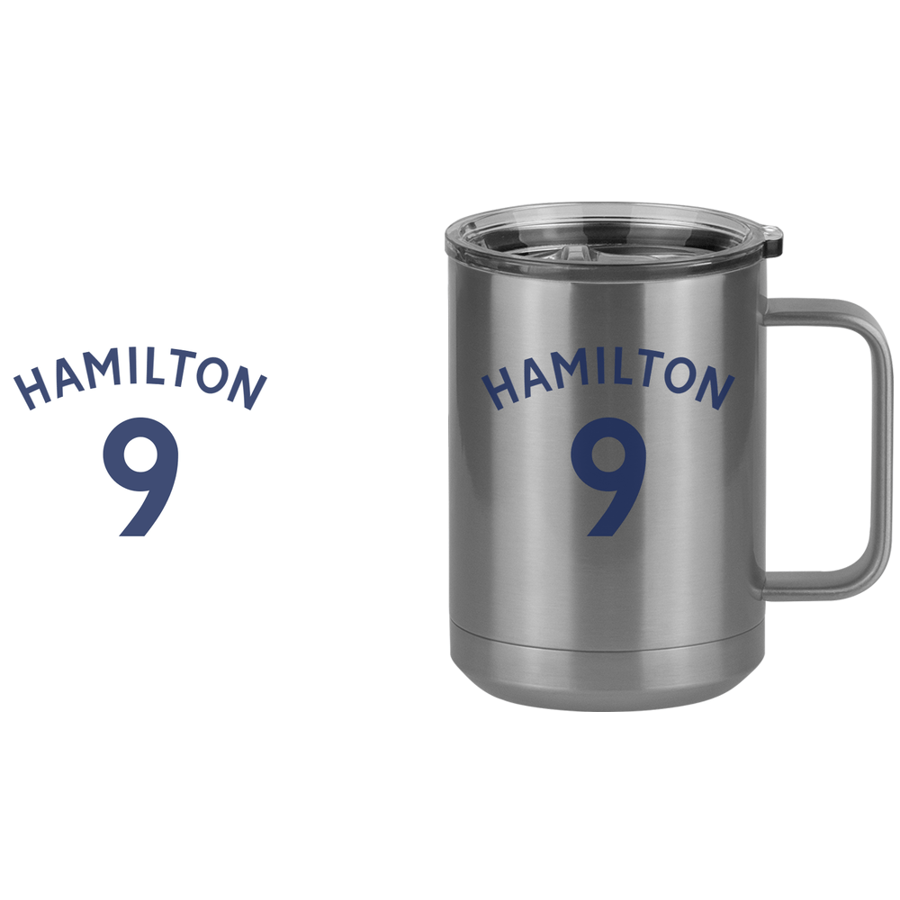 Personalized Jersey Number Coffee Mug Tumbler with Handle (15 oz) - English Soccer - Design View
