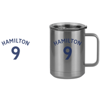Thumbnail for Personalized Jersey Number Coffee Mug Tumbler with Handle (15 oz) - English Soccer - Design View