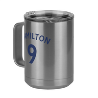 Thumbnail for Personalized Jersey Number Coffee Mug Tumbler with Handle (15 oz) - English Soccer - Front Left View