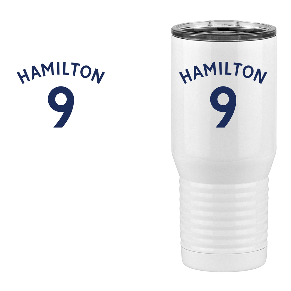 Personalized Jersey Number Tall Travel Tumbler (20 oz) - English Soccer - Design View
