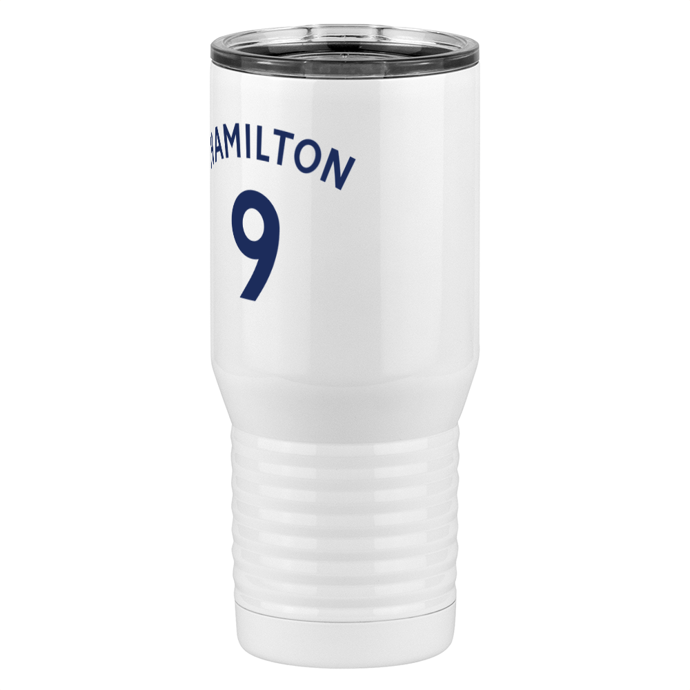 Personalized Jersey Number Tall Travel Tumbler (20 oz) - English Soccer - Front Left View