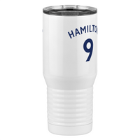Thumbnail for Personalized Jersey Number Tall Travel Tumbler (20 oz) - English Soccer - Front Right View