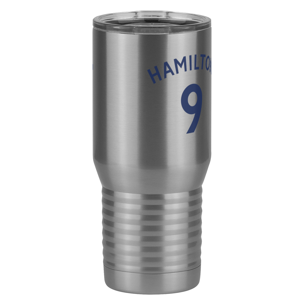 Personalized Jersey Number Tall Travel Tumbler (20 oz) - English Soccer - Front Right View