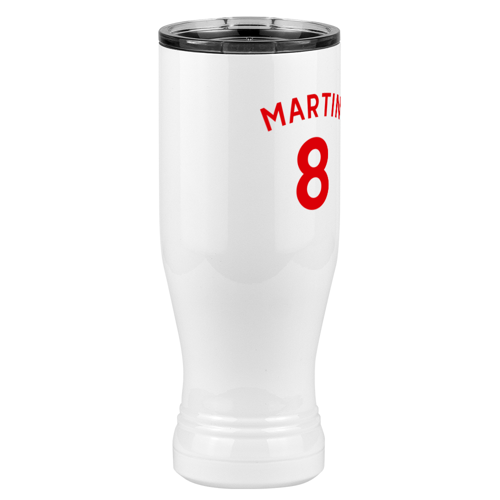 Personalized Jersey Number Pilsner Tumbler (20 oz) - English Soccer - Front Right View