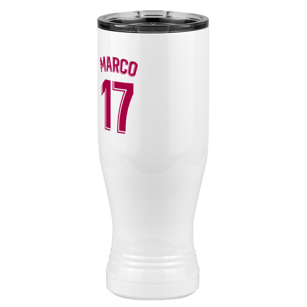 Personalized Jersey Number Pilsner Tumbler (20 oz) - Spain Soccer - Front Left View