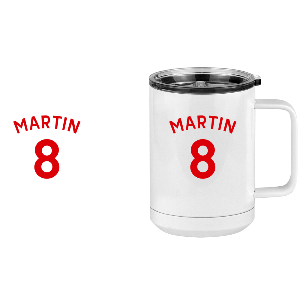 Personalized Jersey Number Coffee Mug Tumbler with Handle (15 oz) - English Soccer - Design View