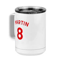 Thumbnail for Personalized Jersey Number Coffee Mug Tumbler with Handle (15 oz) - English Soccer - Front Left View
