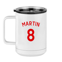 Thumbnail for Personalized Jersey Number Coffee Mug Tumbler with Handle (15 oz) - English Soccer - Left View