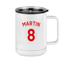 Thumbnail for Personalized Jersey Number Coffee Mug Tumbler with Handle (15 oz) - English Soccer - Right View