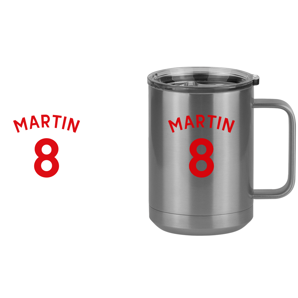 Personalized Jersey Number Coffee Mug Tumbler with Handle (15 oz) - English Soccer - Design View
